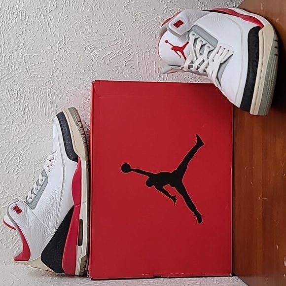 Jordan Other - Air Jordan 3 Retro Fire Red Cement 2013 Mens Sneakers 136064-120 Size 14